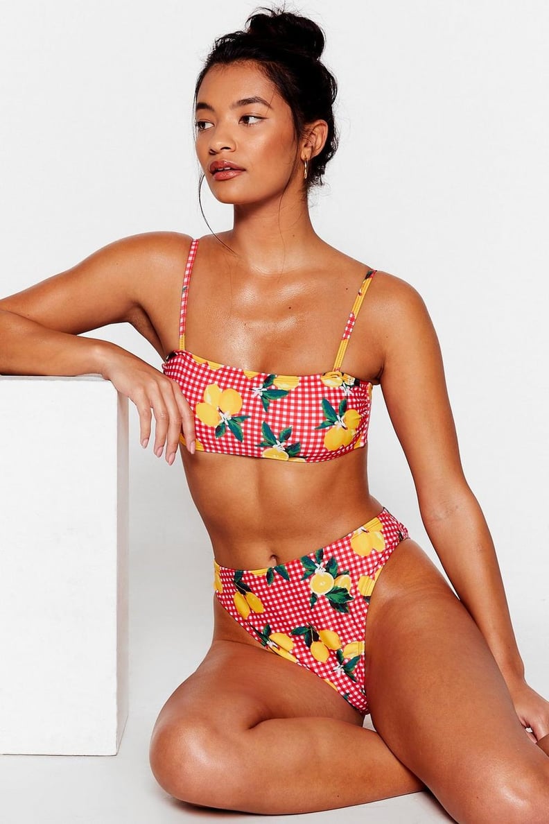 Nasty Gal Gingham and Lemon Print Bikini Set