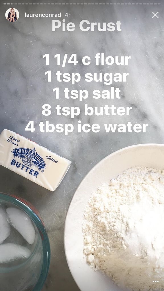 Lauren Conrad Chicken Pot Pie Recipe on Instagram
