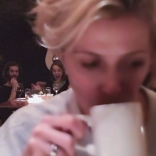 Emma and Andrew hilariously photobomed a fan who attempted to take a photo of them at an NYC restaurant in January 2015.