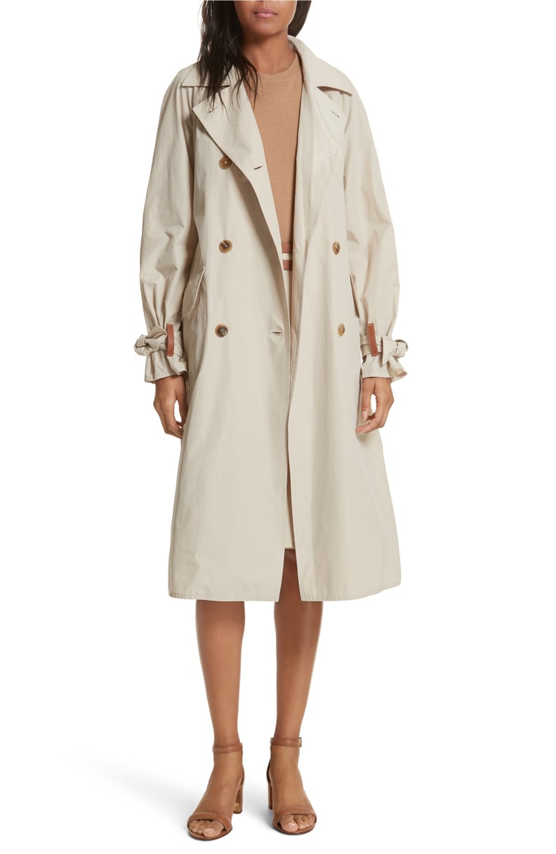 Tory Burch Marielle Leather Trim Trench Coat