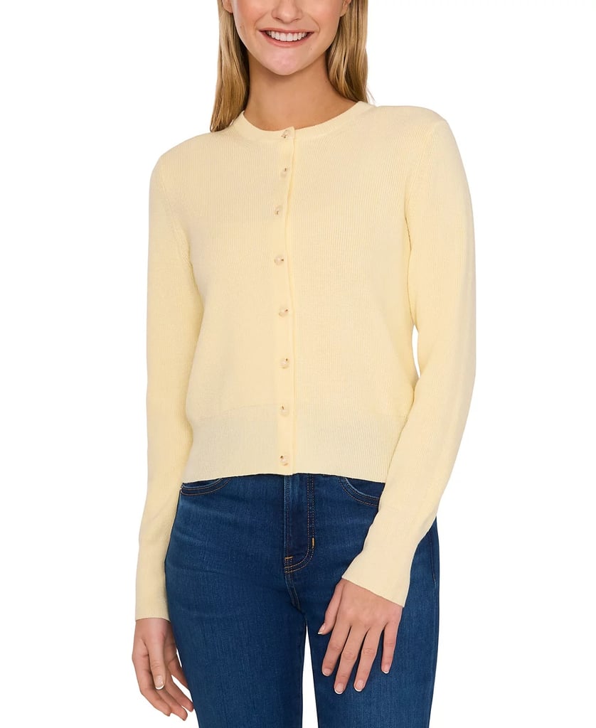 CeCe Button-Front Knit Cardigan
