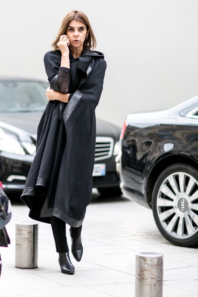 The master of moody-chic, Carine Roitfeld worked black head to toe.