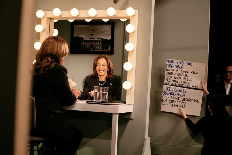 Maya Rudolph and Kamala Harris look into mirrors during a Saturday Night Live episode.