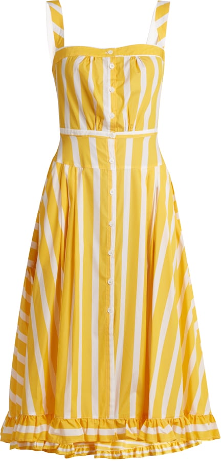 Thierry Colson Rossana Striped Ruffled-Hem Cotton Dress