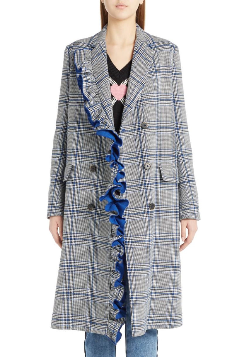 MSGM Ruffle Plaid Coat