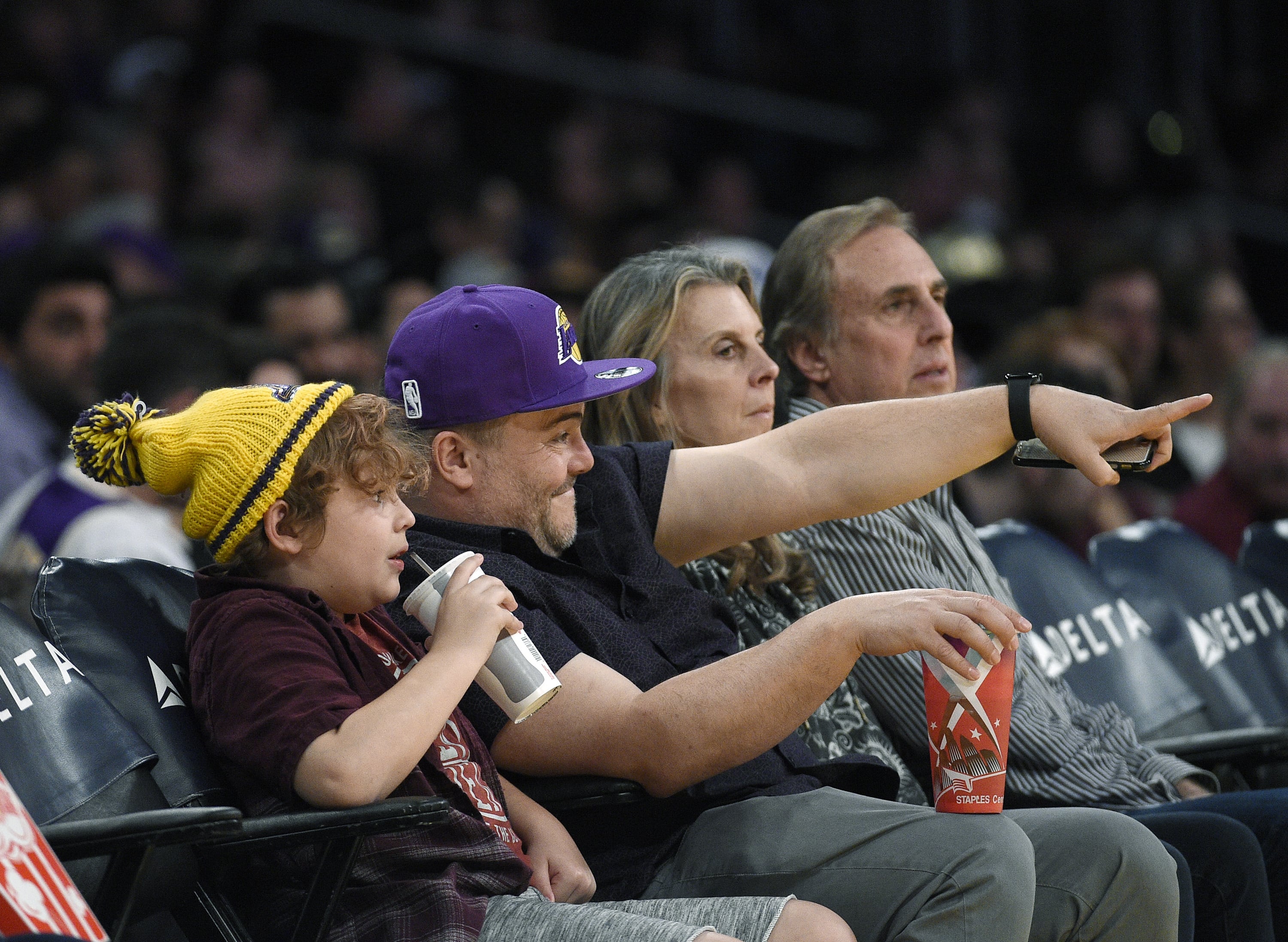 Jack Black and Son at LA Lakers Game March 2017