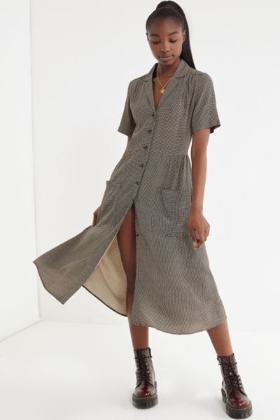 button down midi shirt dress