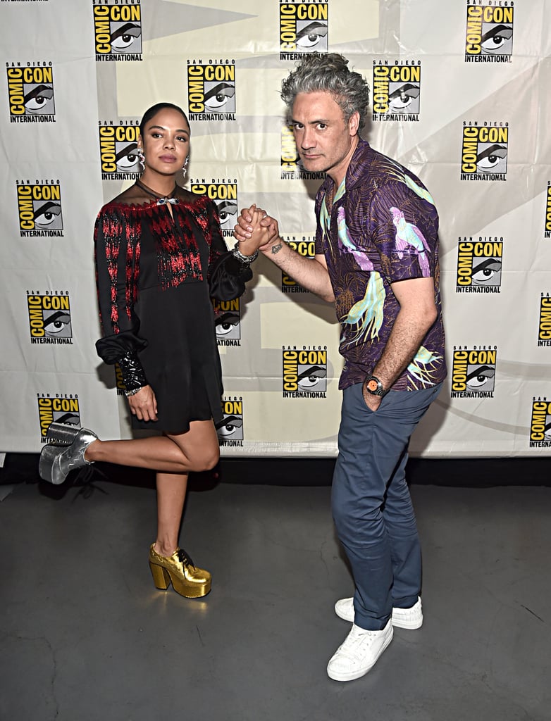 Pictured: Tessa Thompson and Taika Waititi at San Diego Comic-Con.