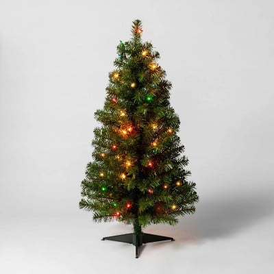 3 ft. Prelit Alberta Spruce Multicolored Lights Artificial Christmas Tree