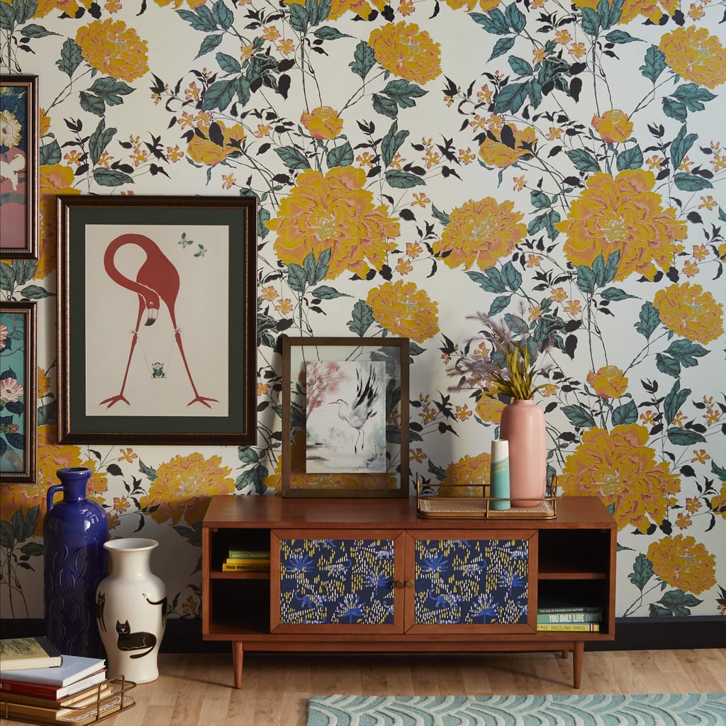 Yellow Vintage Floral Peel-and-Stick Wallpaper