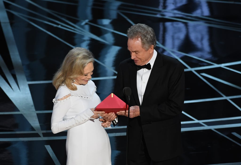 First, you knew something was wrong when Faye Dunaway and Warren Beatty seemed really confused after they opened the envelope. Now we know why — it said "Emma Stone, La La Land," according to Beatty.