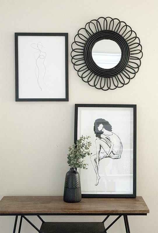 Black Bamboo Flower Mirror