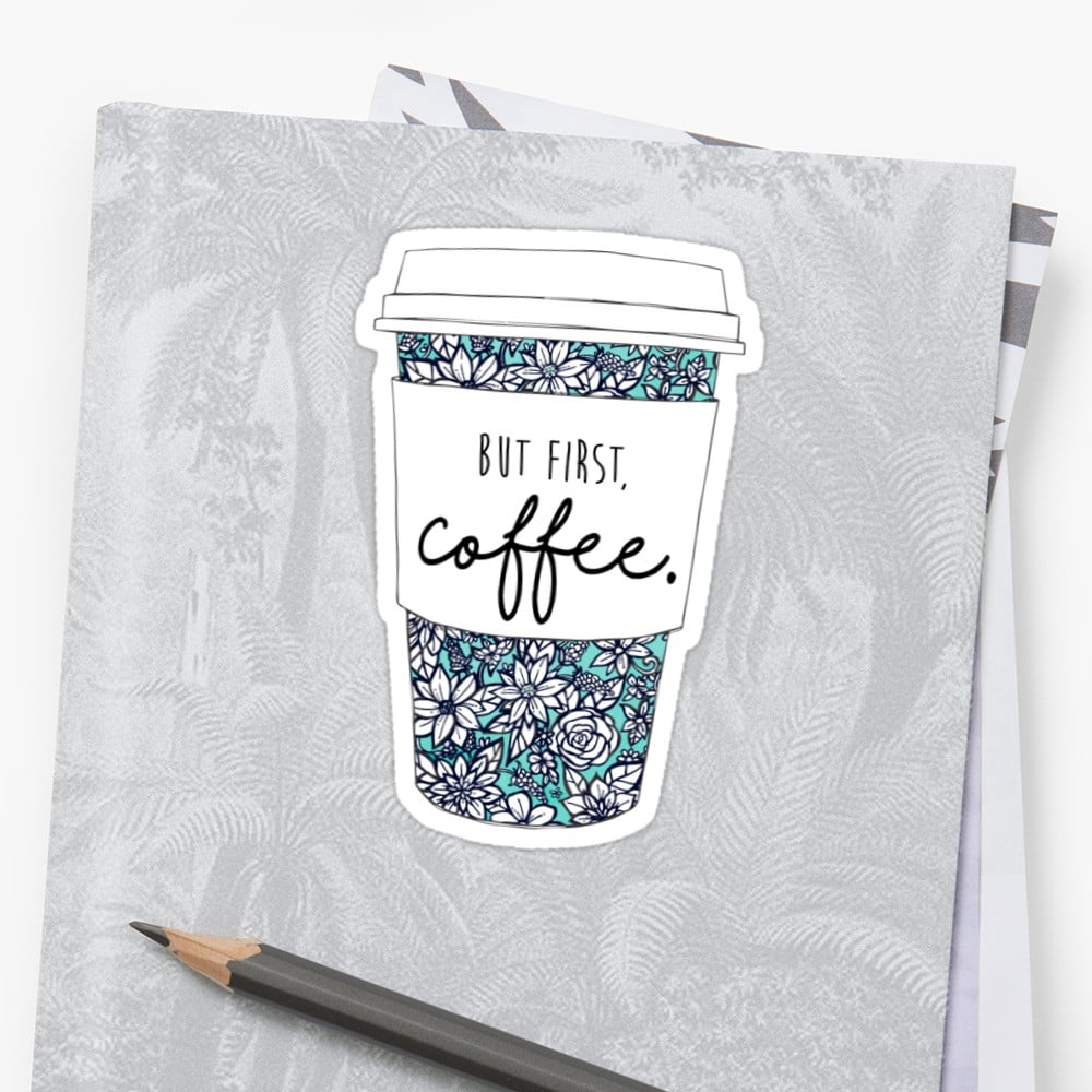 Red Bubble's Floral Coffee Sticker
