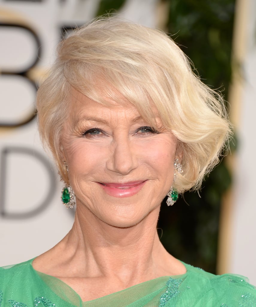 Helen Mirren Stunned With A Deep Side Part Do Hair And Makeup At Golden Globes 2014 Red 8909