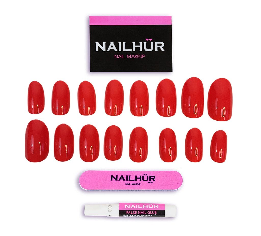 NAILHUR "Orange Crush" Oval Nails