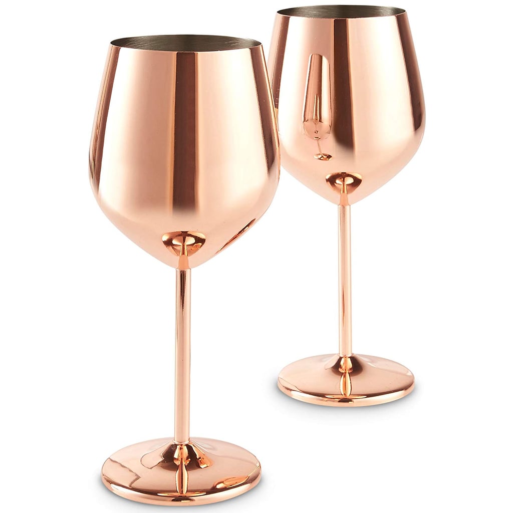 VonShef Copper Stainless Steel Wine Glasses Set