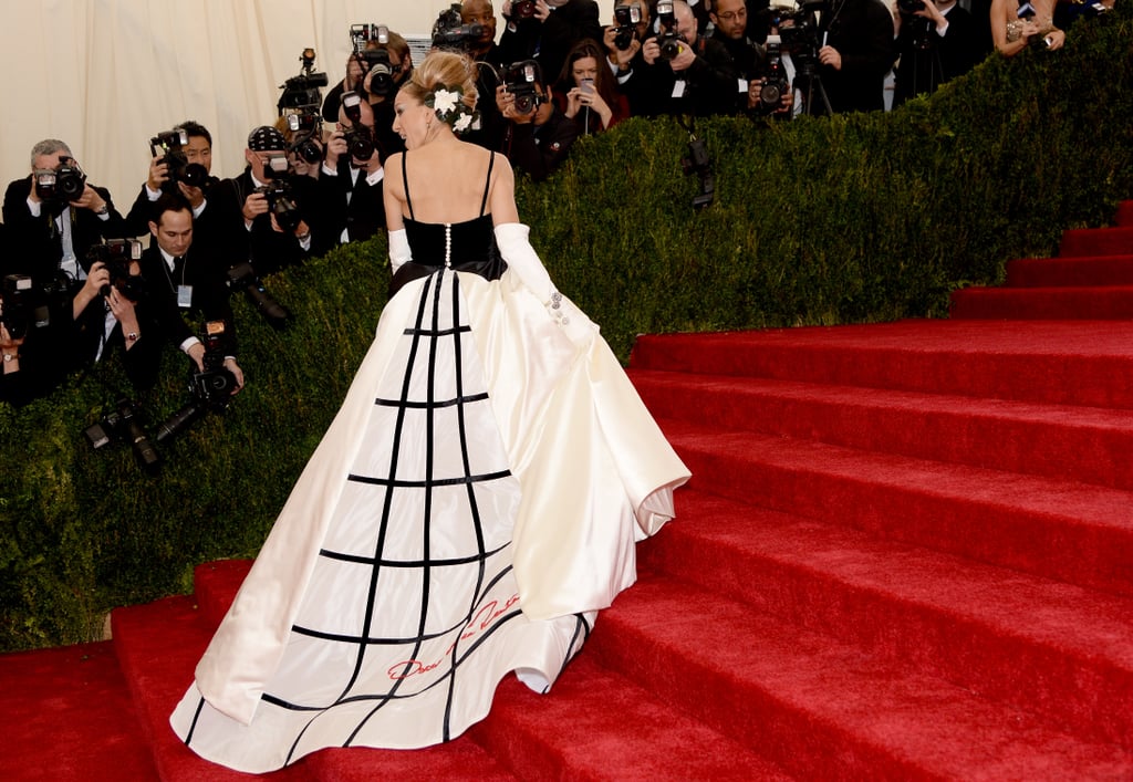 Sarah Jessica Parker carried her gown up the steps.