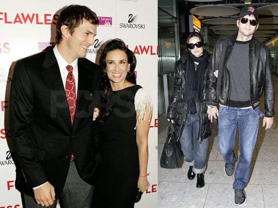 Demi and Ashton Arrive in London