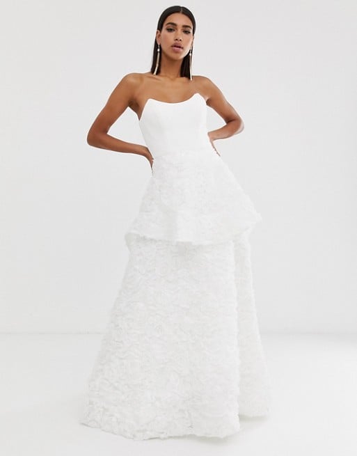 Bariano tiered contrast lace maxi dress in white 2025