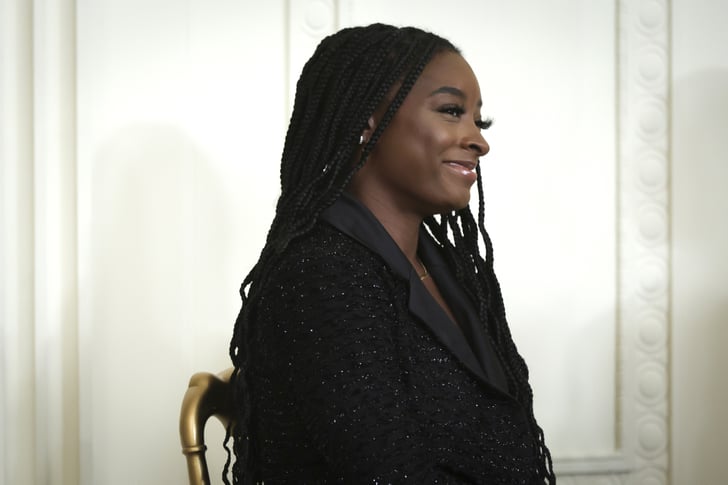 Simone Biles Black Tweed Minidress at the White House | POPSUGAR