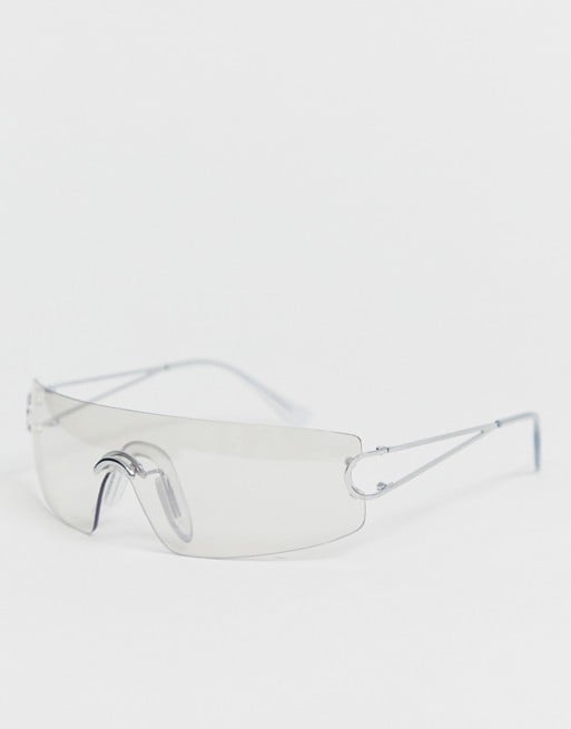 ASOS Design Rimless Wrap Visor Sunglasses with Clear Lens These