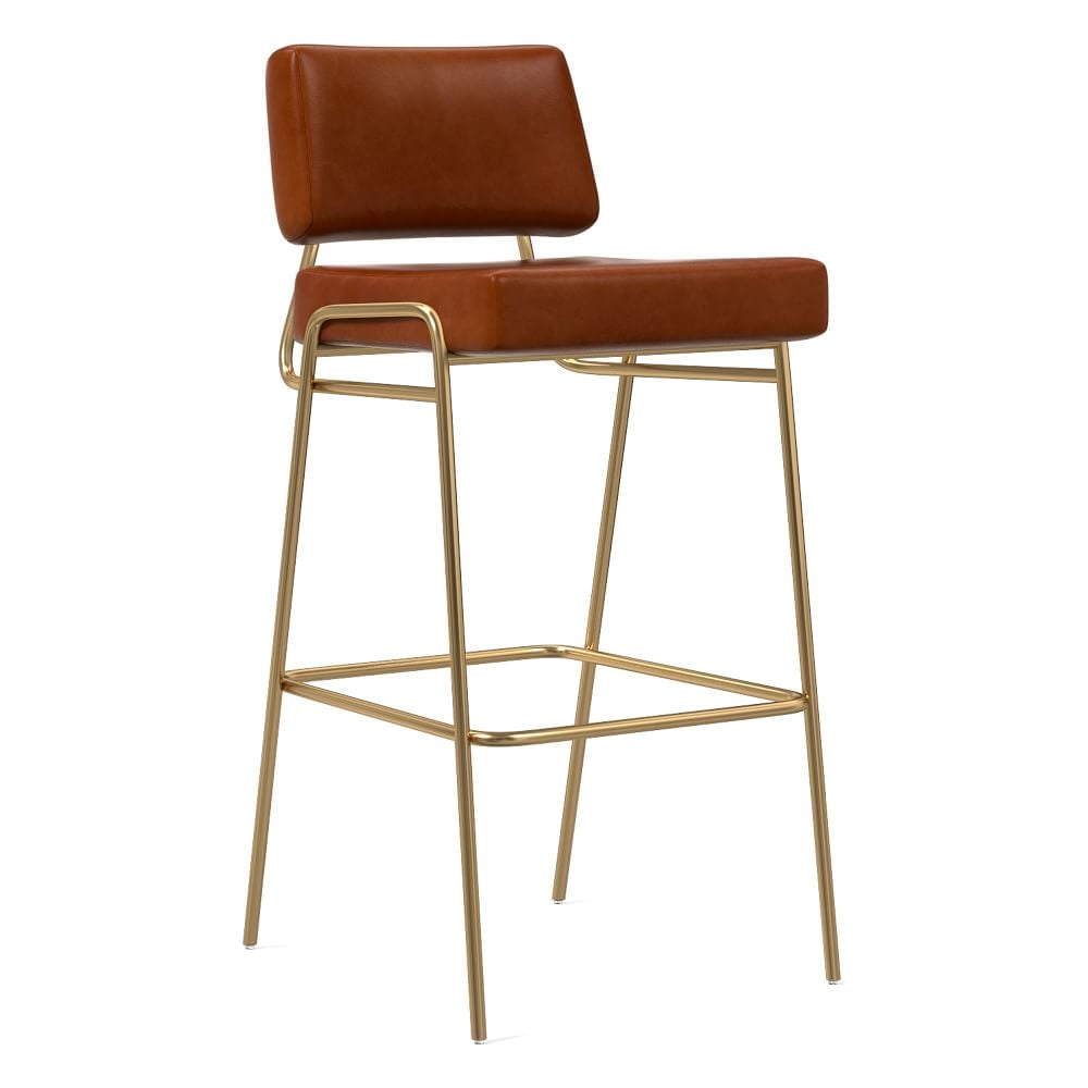 A Leather Bar Stool: West Elm Wire Frame Leather Bar and Counter Stool