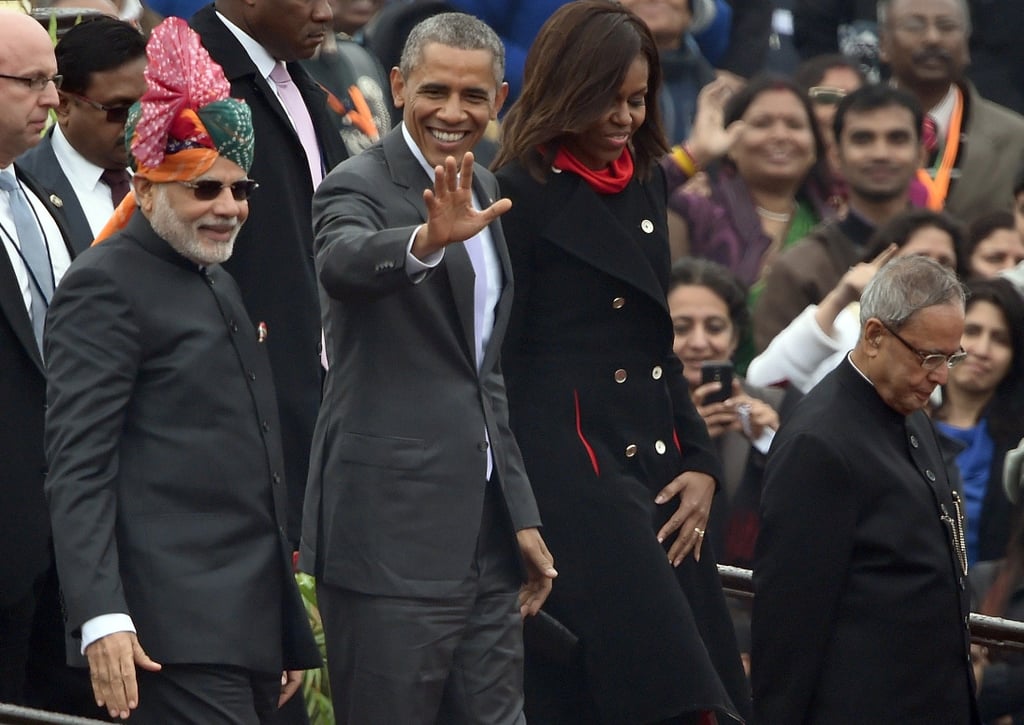 She Attended India's Republic Day Parade in a Chic Black Coat