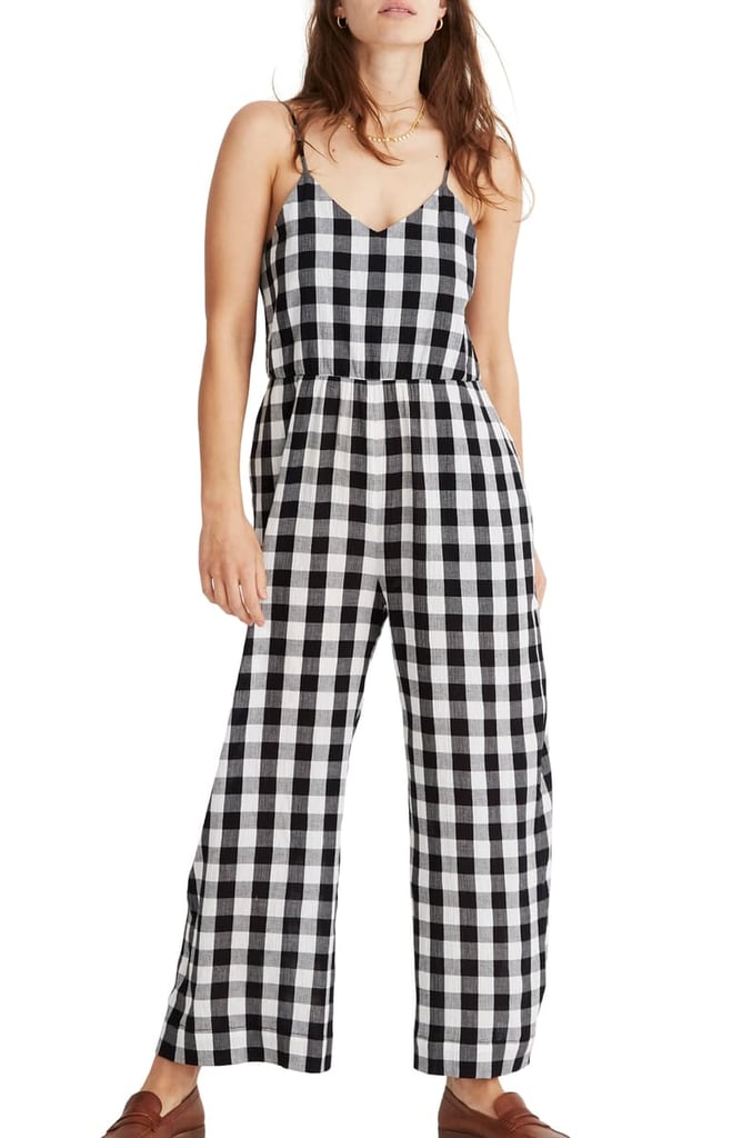 Madewell Gingham Check Cami Wide Leg Jumpsuit
