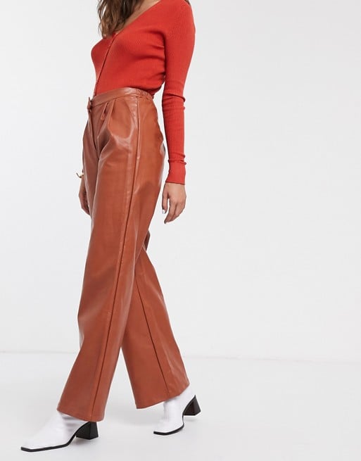 Glamorous Wide Leg Pants in Soft Faux Leather