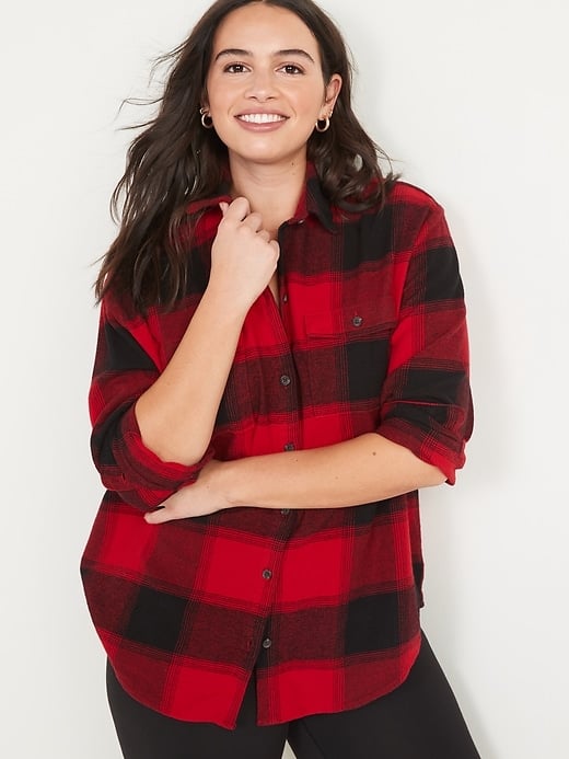 Old Navy Oversized Plaid Flannel Boyfriend Tunic Shirt