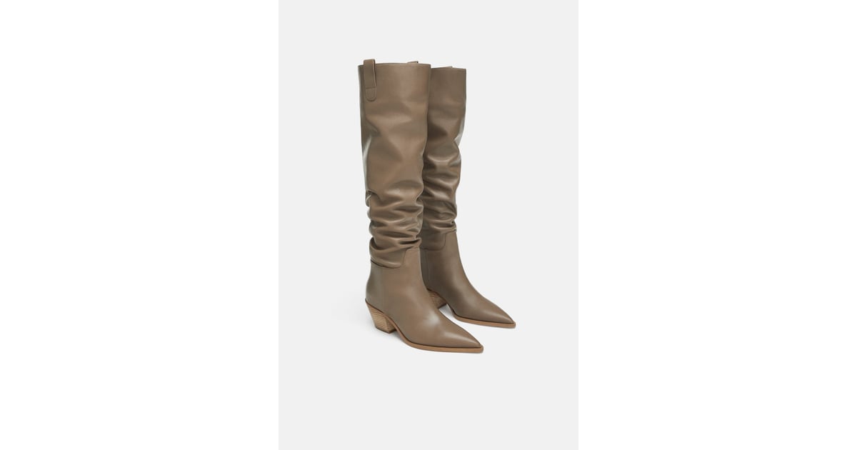 flat leather boot zara
