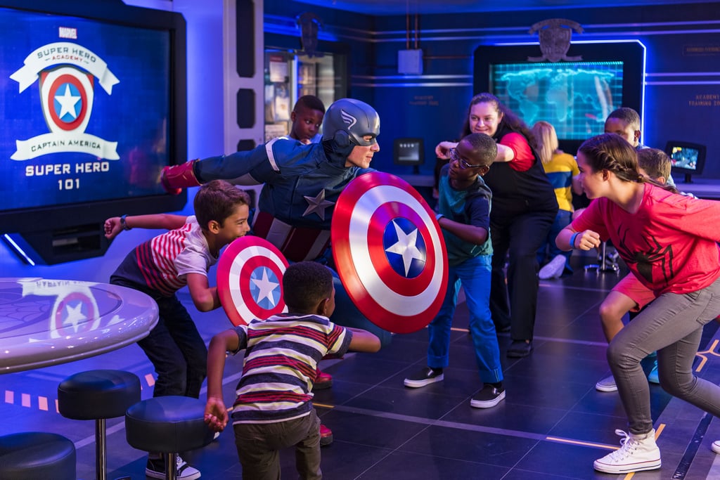 The Marvel Superhero academy is a new addition to the Oceaneer Club that brings the Marvel universe to life for young fans. This interactive space is exclusive to the Disney Wonder and allows kiddos to find their superhero within as beloved characters work with them on teamwork and  problem solving.