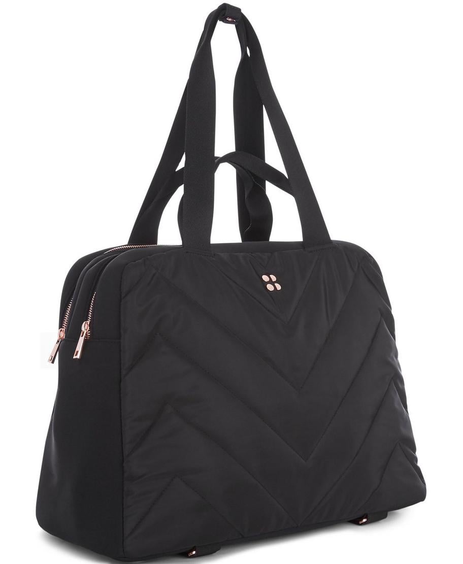 Sweaty Betty Luxe Gym Bag Black Rose Gold Trim