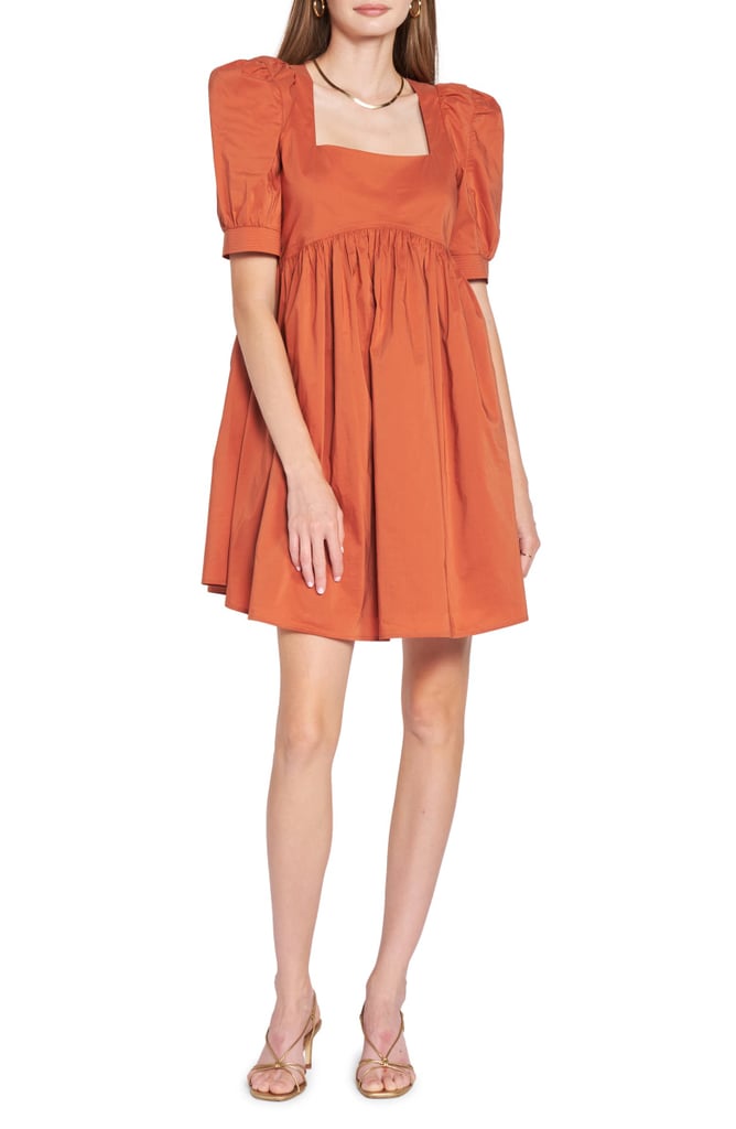 Pumpkin Spice and Everything Nice: En Saison Cotton Blend Poplin Babydoll Minidress