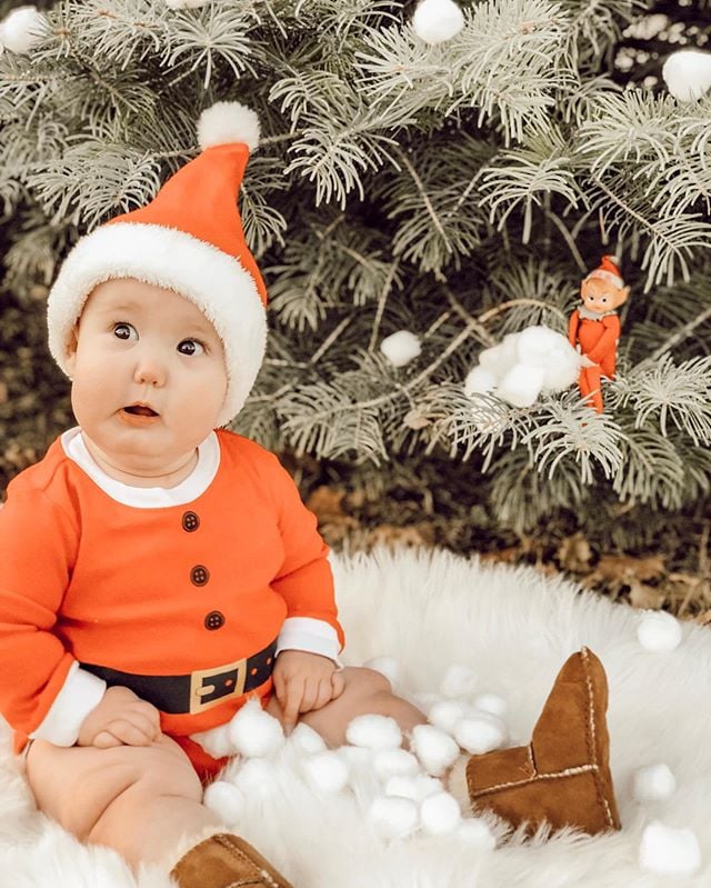 Baby Dressed as Elf on the Shelf 2018 POPSUGAR Family Photo 26