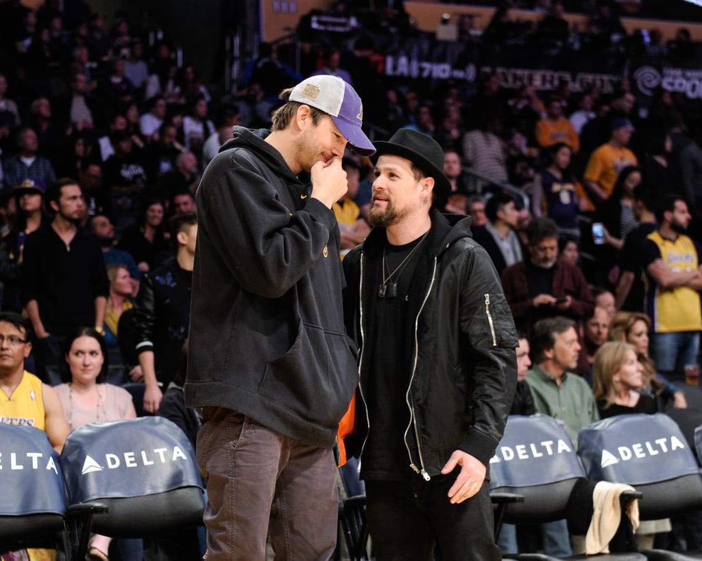Ashton Kutcher and Joel Madden at Lakers Game March 2016