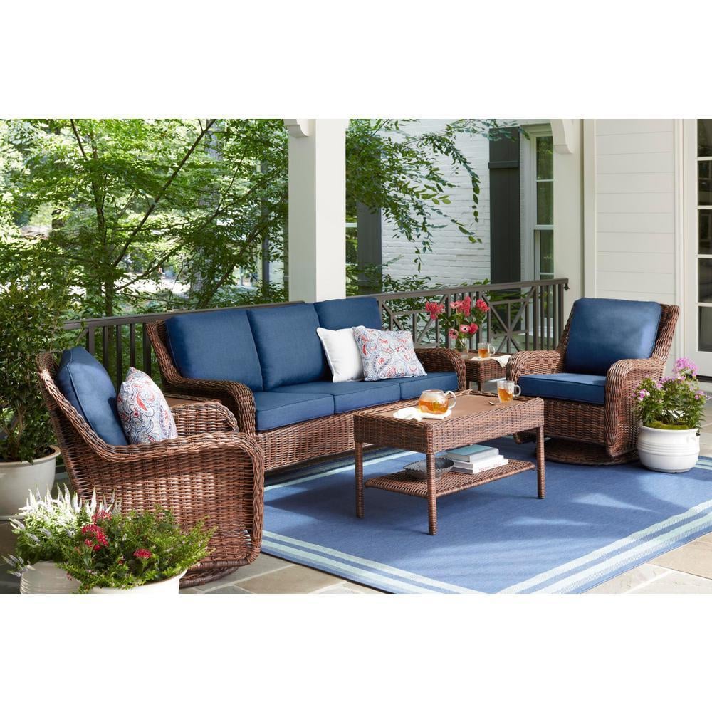 Hampton bay adjustable stacking hot sale wicker outdoor lounge chair
