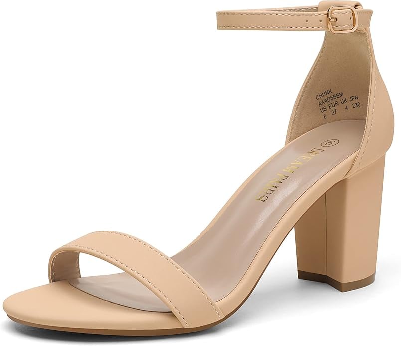 Dream Pairs Women's Chunk Low Heel Pump Sandals