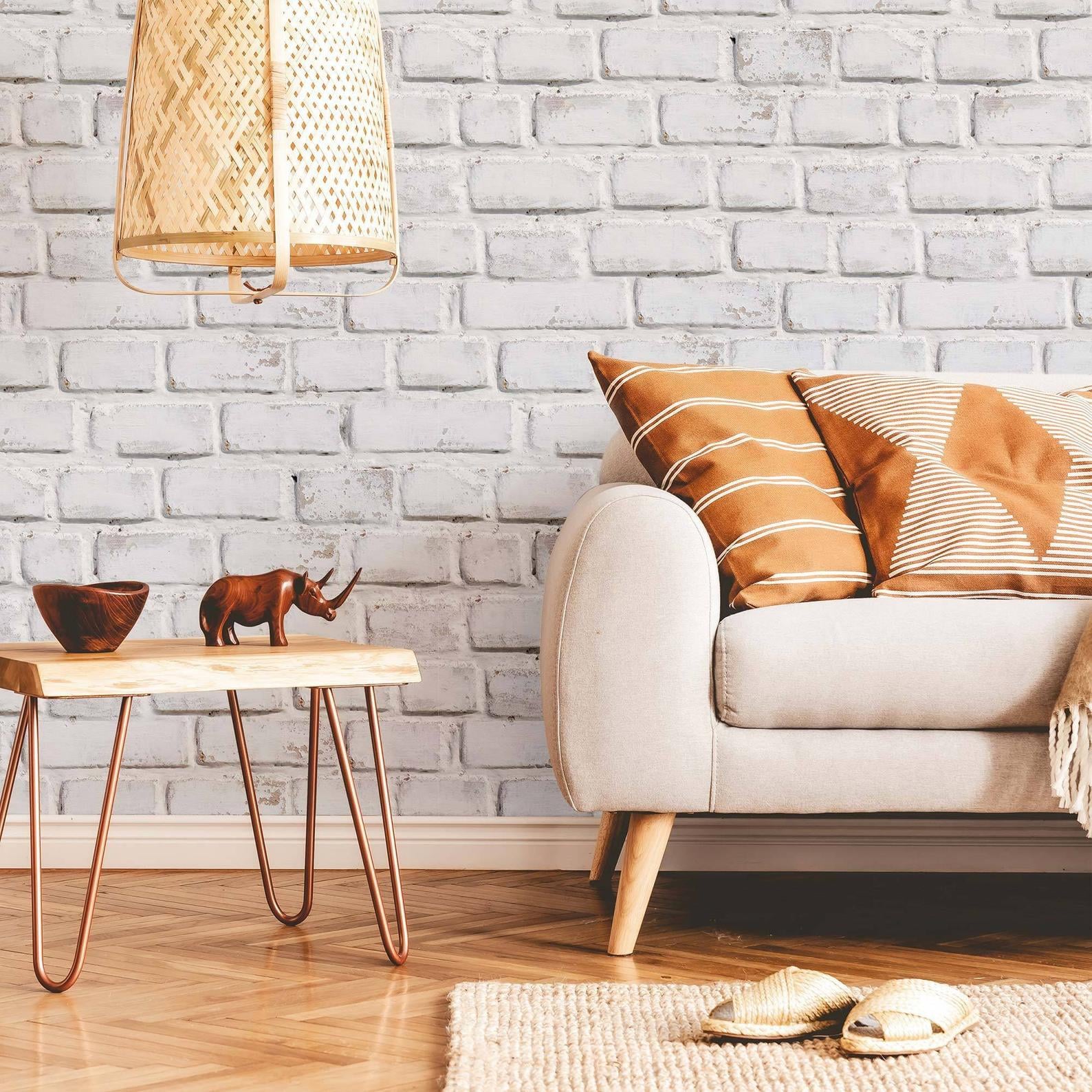 Beige Faux Brick Peel Stick Removable Wallpaper 