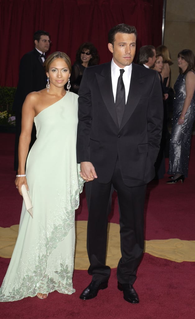 For the 2003 Oscars, Jennifer slipped into a now-iconic one-shouldered Valentino gown with chandelier earrings and Ben wore a classic black tux.