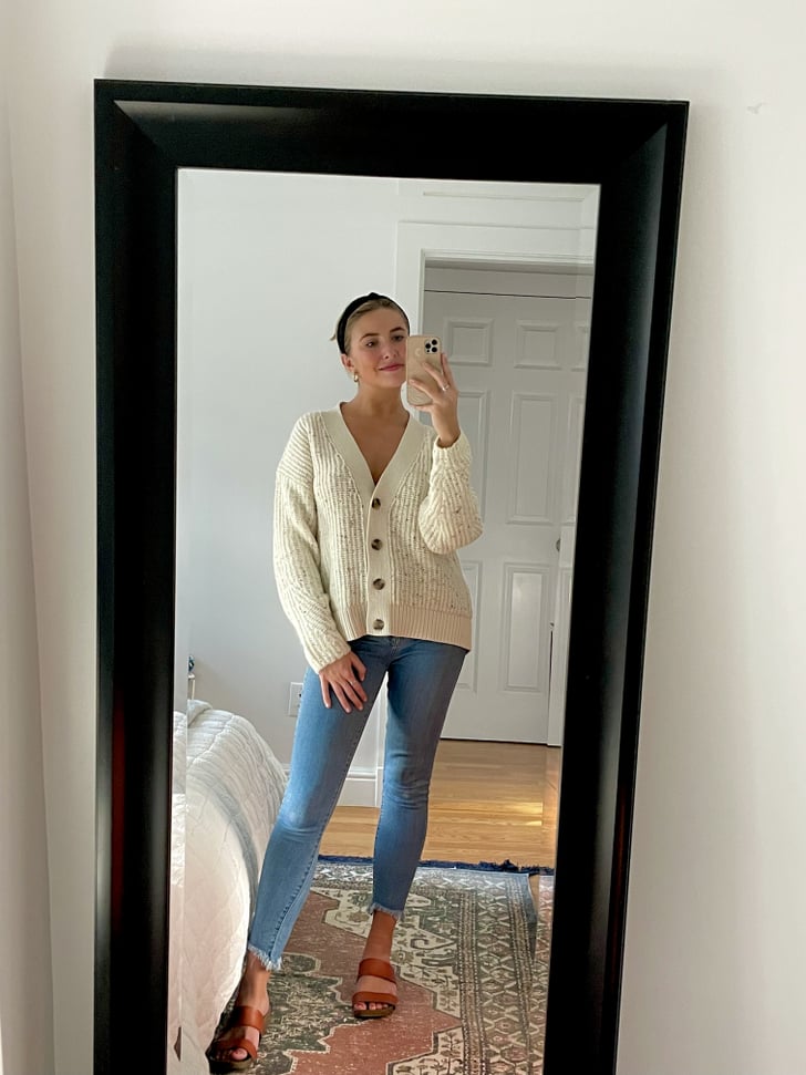 Cozy Shaker-Stitch Button-Front 
