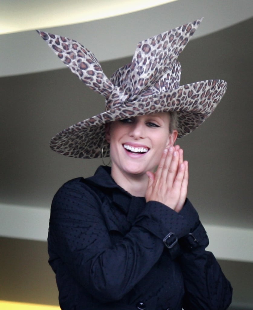 Zara chose wide-brimmed leopard print for Ascot 2007.