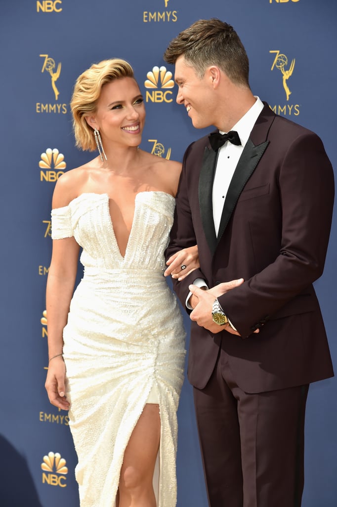 Scarlett Johansson and Colin Jost at the 2018 Emmys
