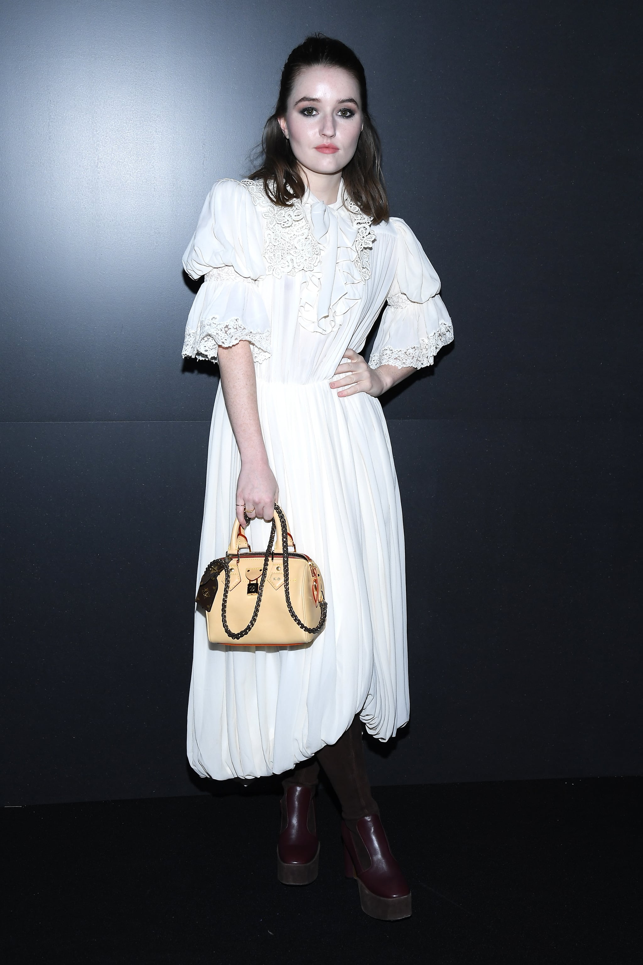 The Givenchy Three — custom Louis Vuitton gown worn by Kaitlyn Dever to
