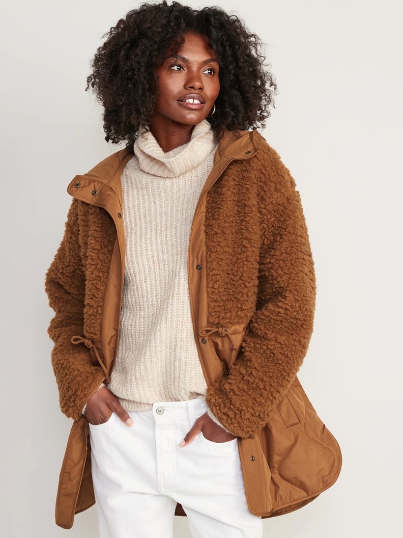 Old Navy Hooded Sherpa Quilted Hybrid Coat