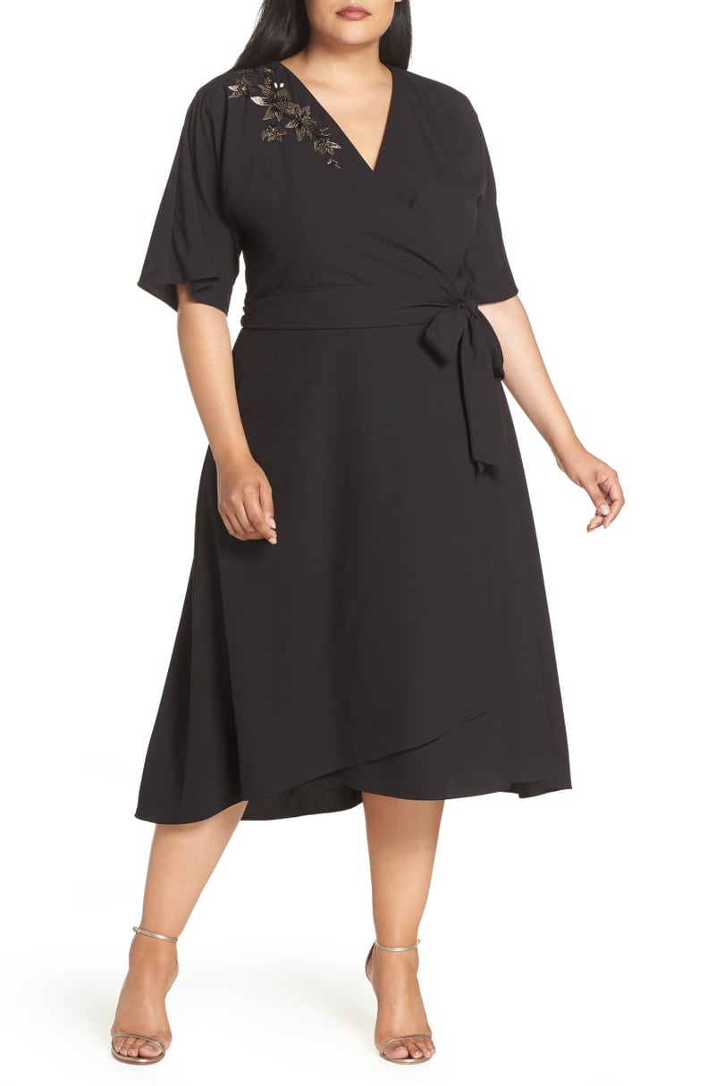 Tahari Kimono Faux Wrap Midi Dress