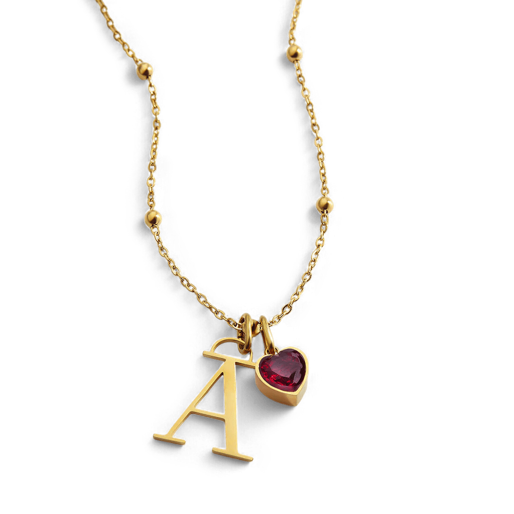 Mint and Lily Initial & Birthstone Droplet Necklace
