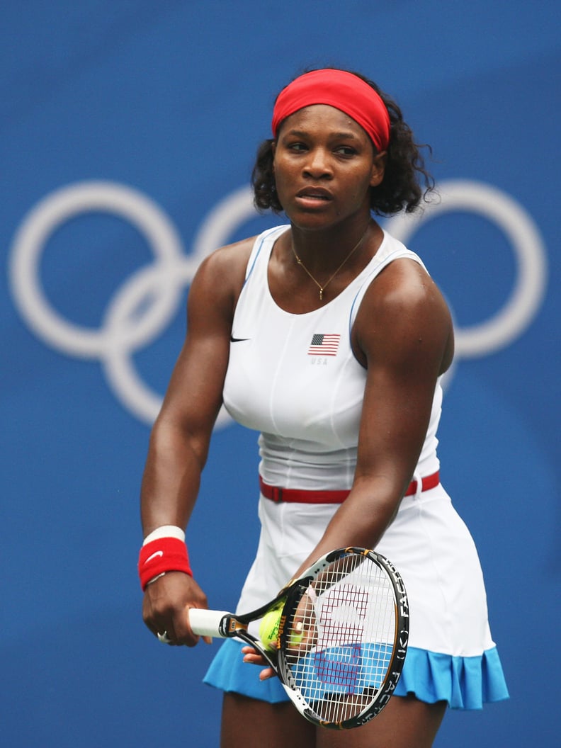 Serena Williams Wearing Red, White, and Blue at the Olympics in 2008