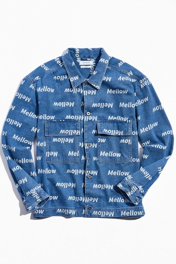 UO Text Print Button-Down Overshirt