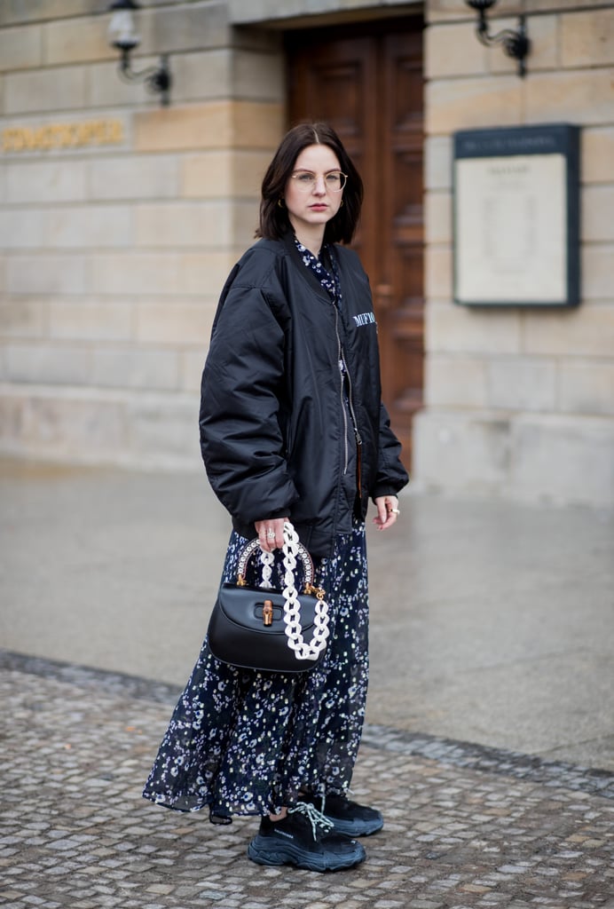 Add a Sporty Oversize Bomber Over a Ditsy Print